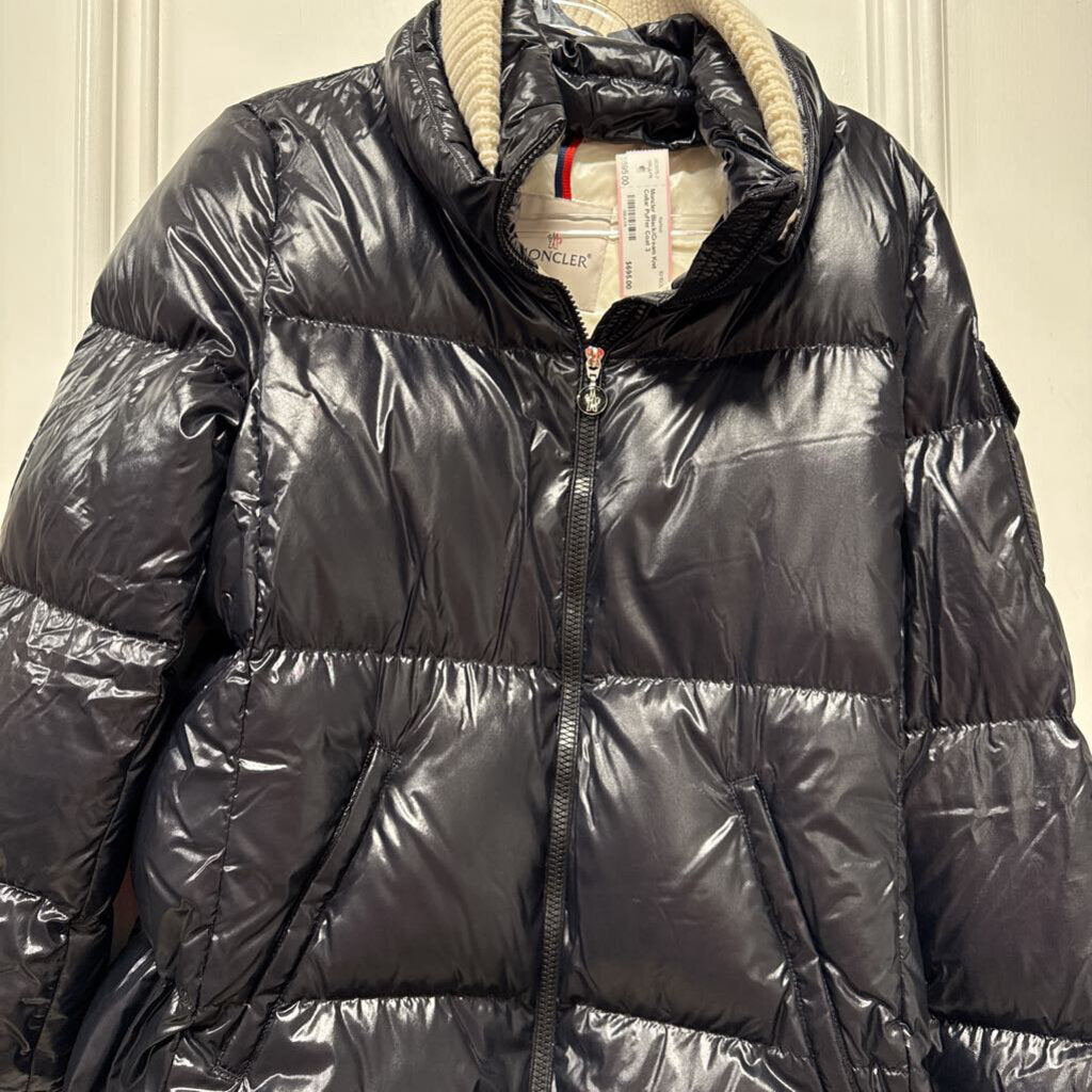 Black/Cream Knit Collar Puffer Coat