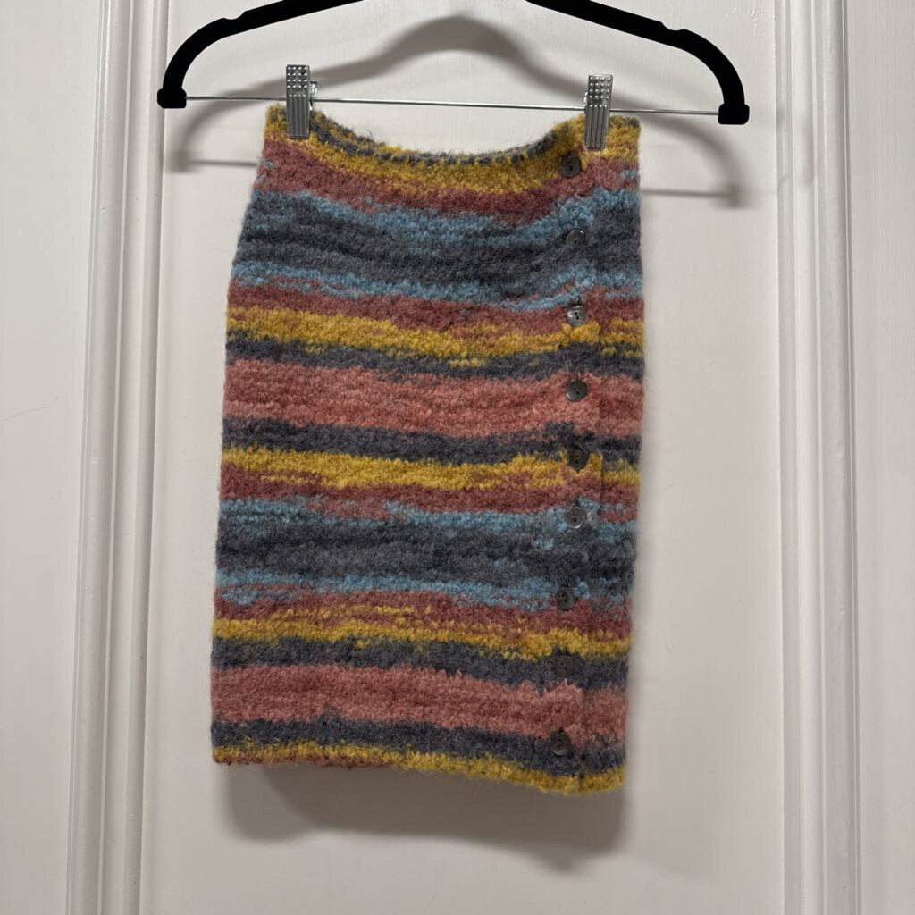 Multicolor Alpaca Wool Blend Striped Skirt