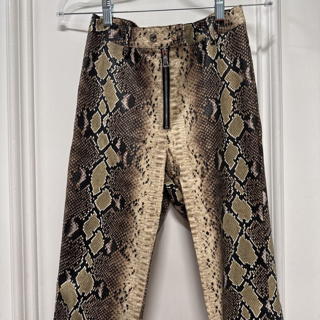 Brown Poly/Viscose Snake Print Pants