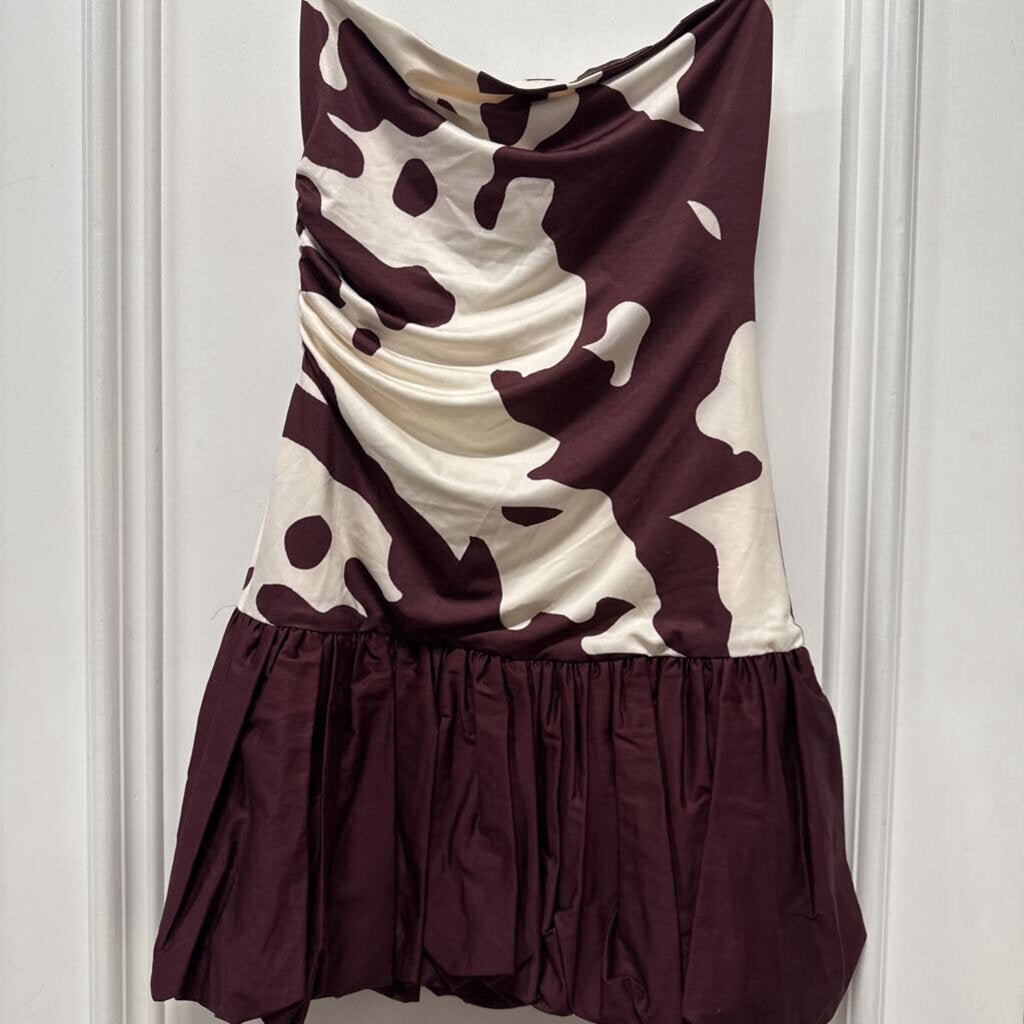 Brown/Cream Poly Cotton Mini Dress (NWT)