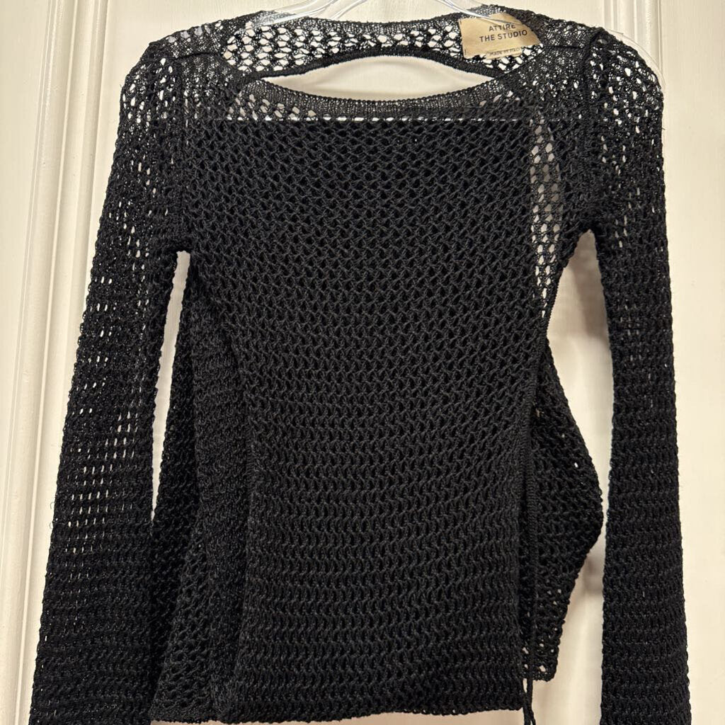 Attire the Studio Black Linen Crochet Dress