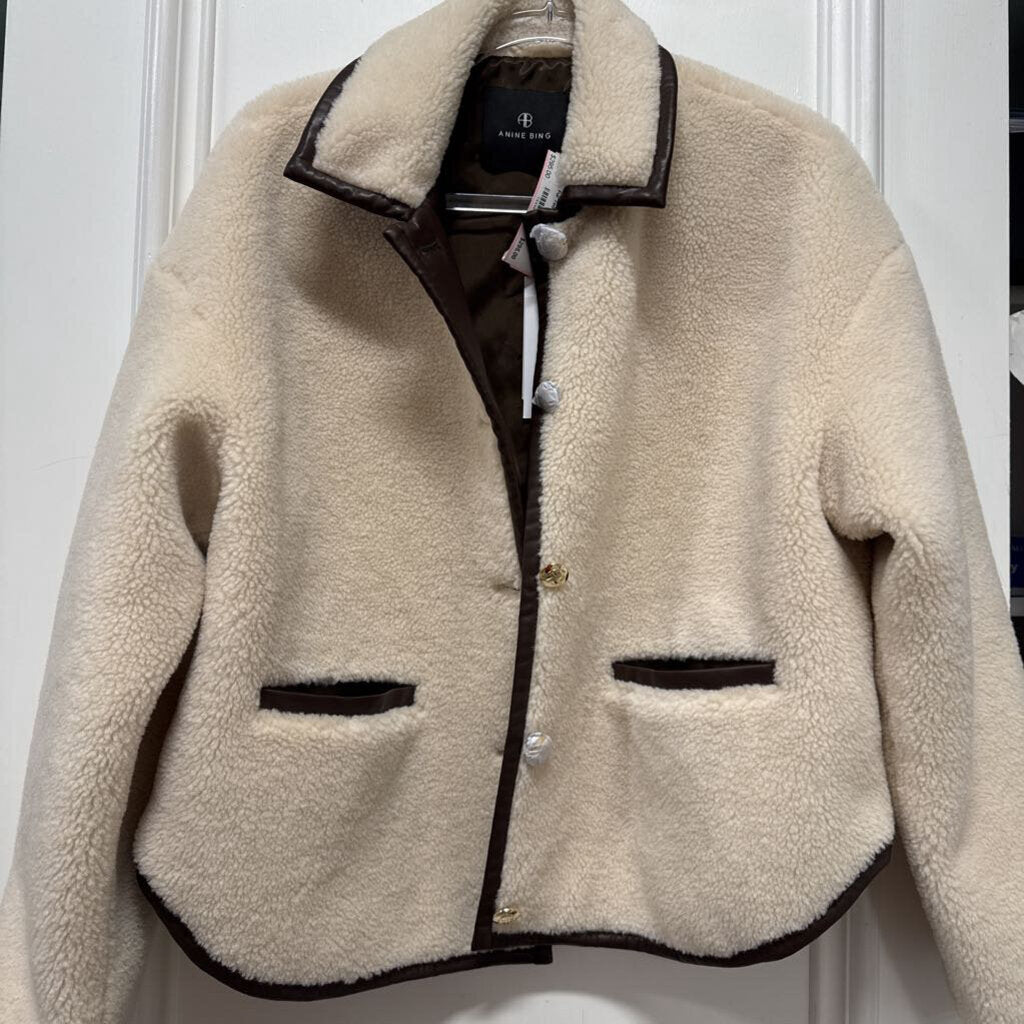 Cream/Brown Faux Fur Teddy Jacket (NWT)