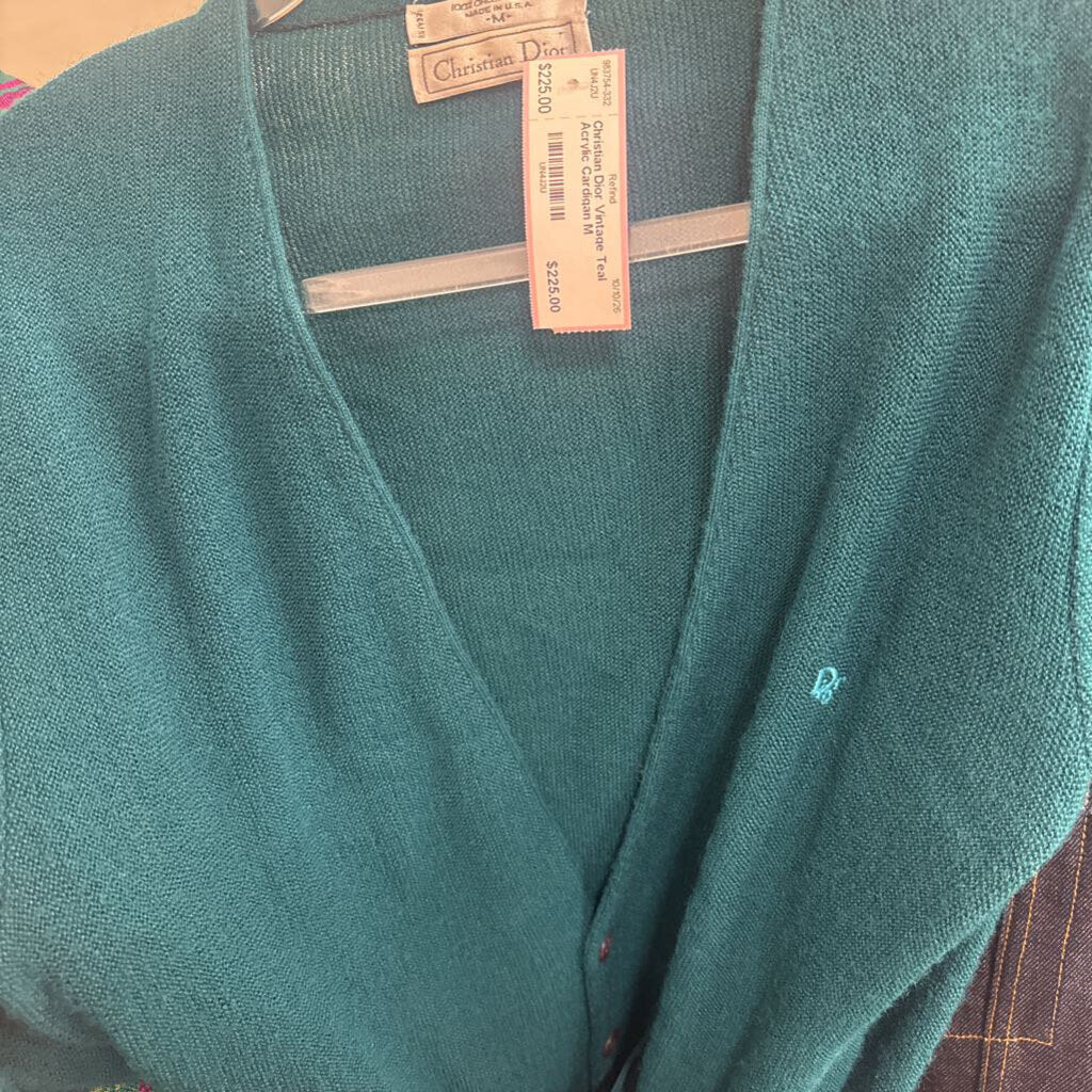 Vintage Teal Acrylic Cardigan