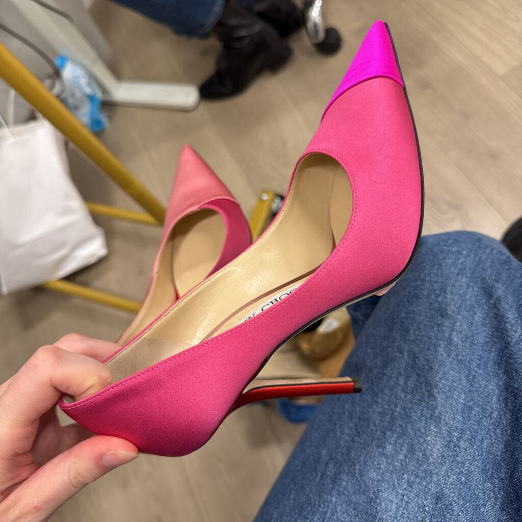 Pink Satin Colorblock Pump
