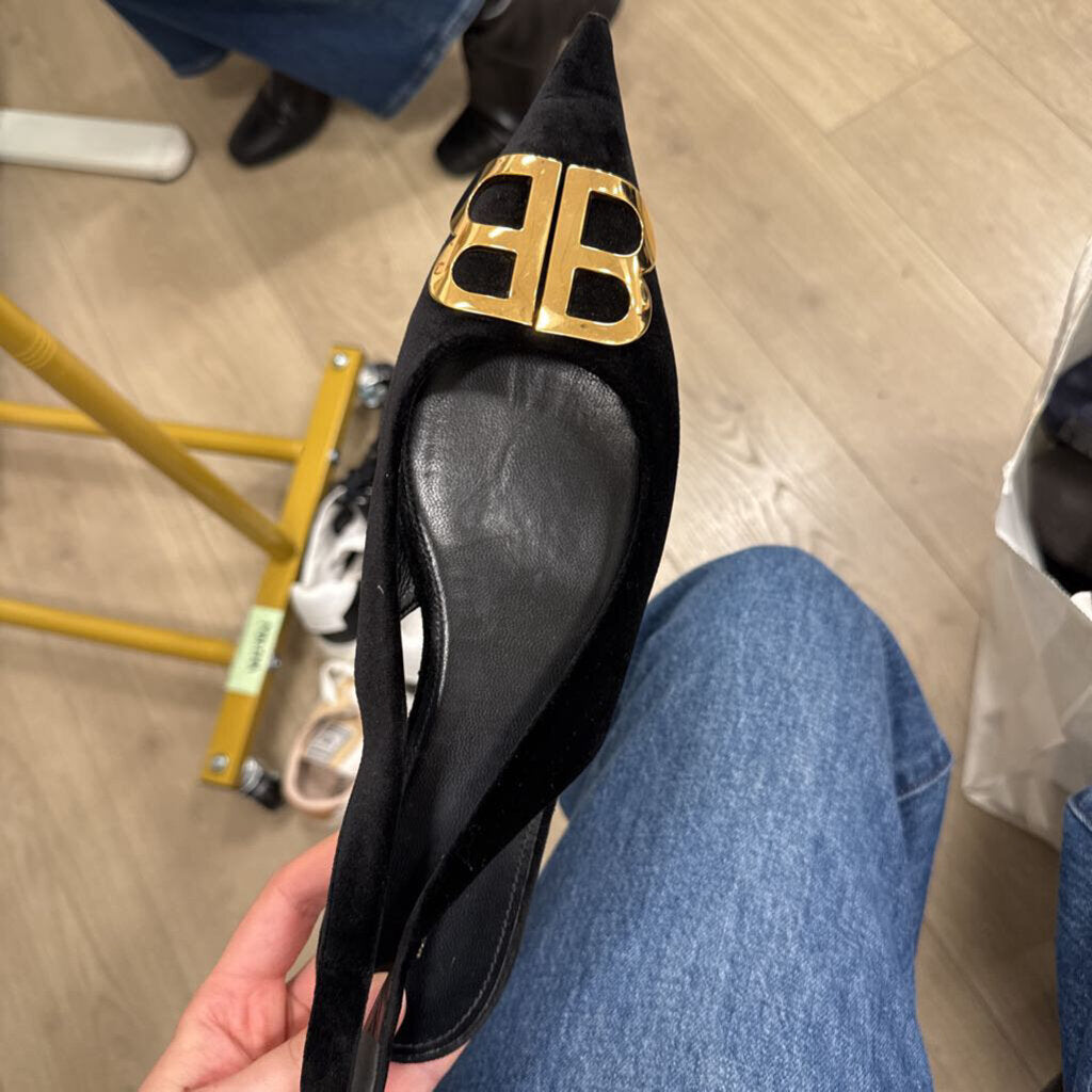 Black Velvet Slingback Flat