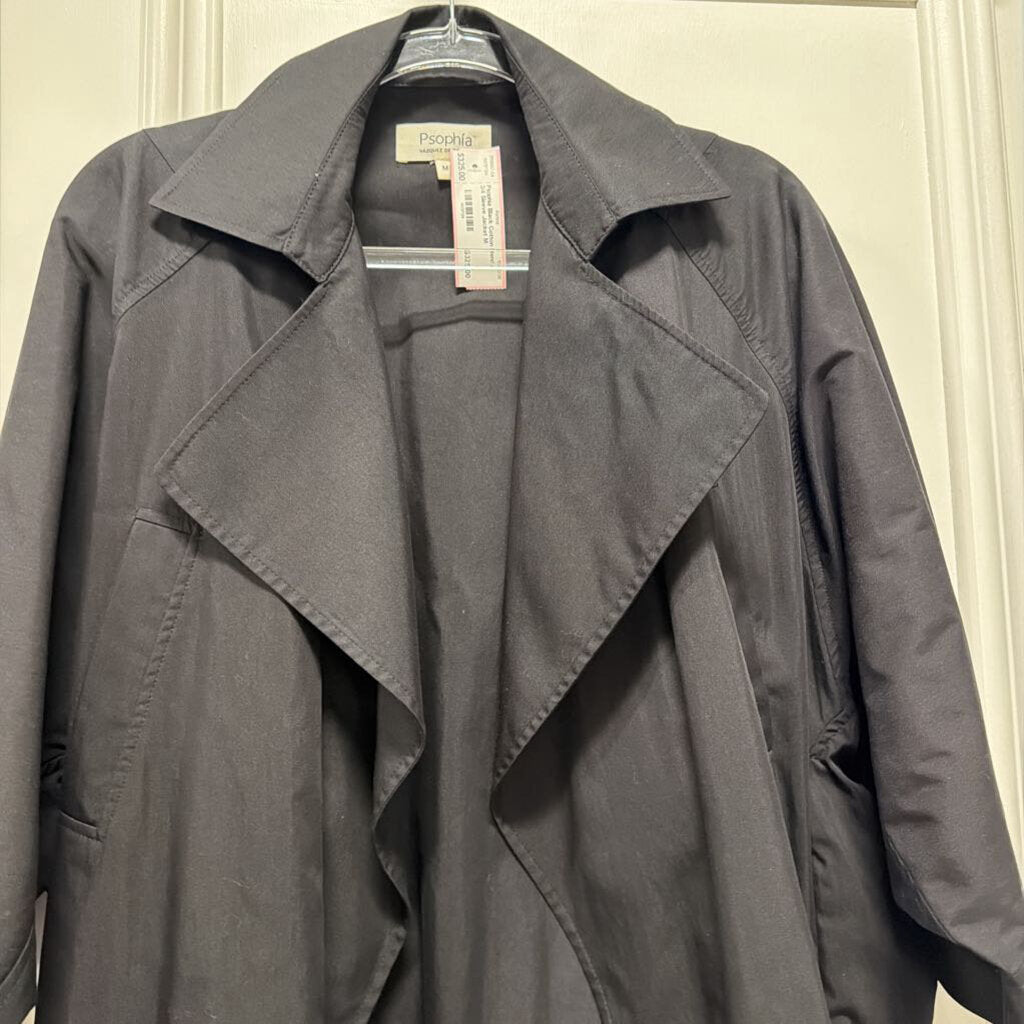 Black Cotton Blend 3/4 Sleeve Jacket