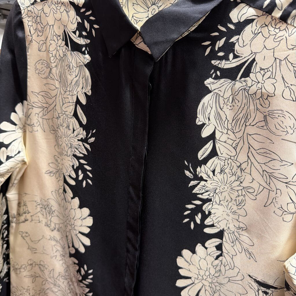 Black/White Printed Silk Shirt
