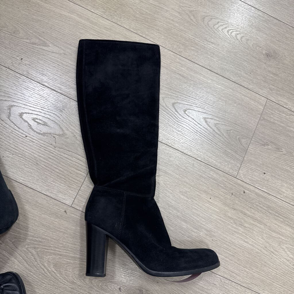 Prada Black Suede Heeled Boot