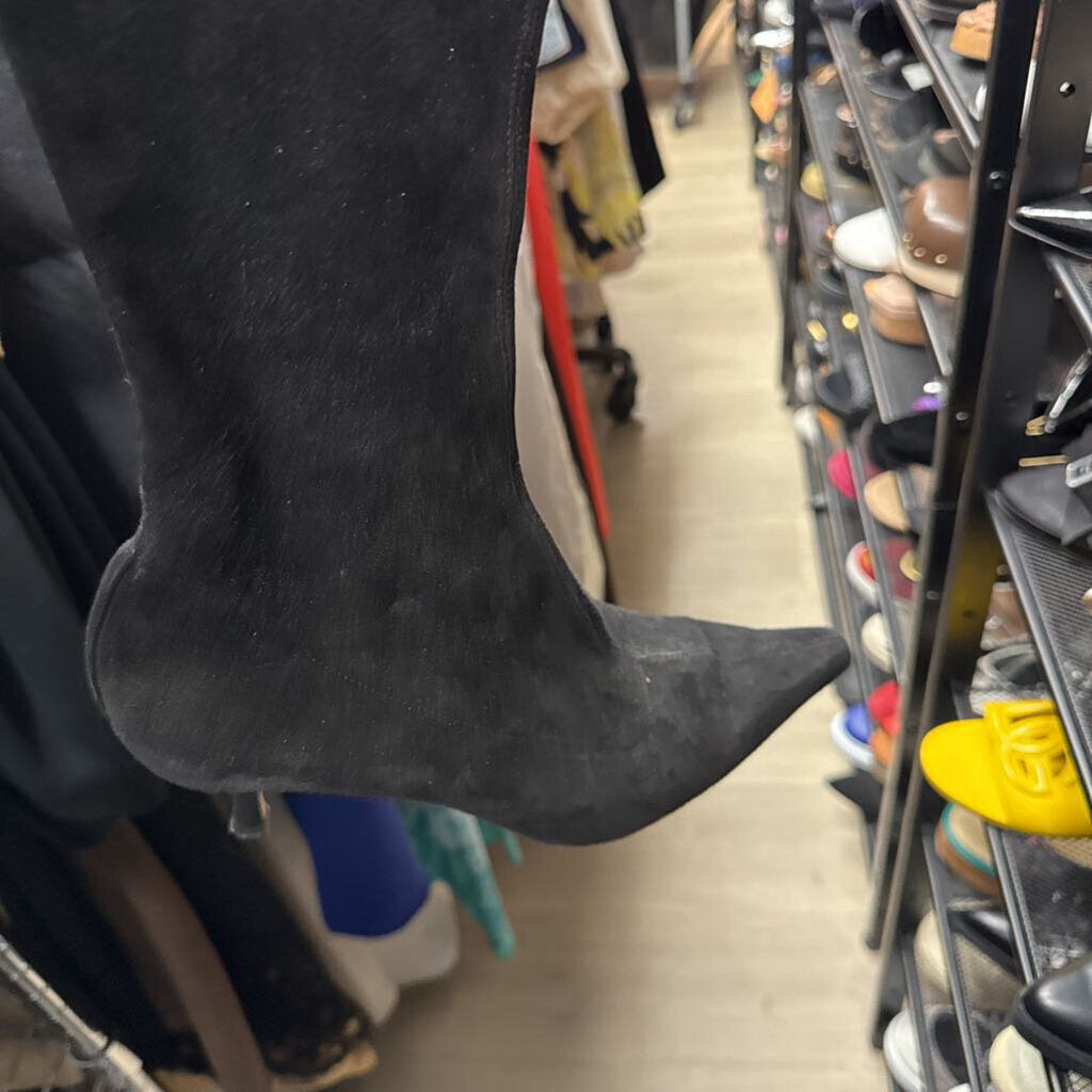 Black Suede Heeled Boot