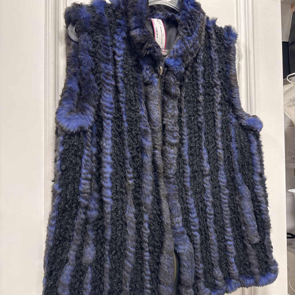 Blue/Black Fur Vest