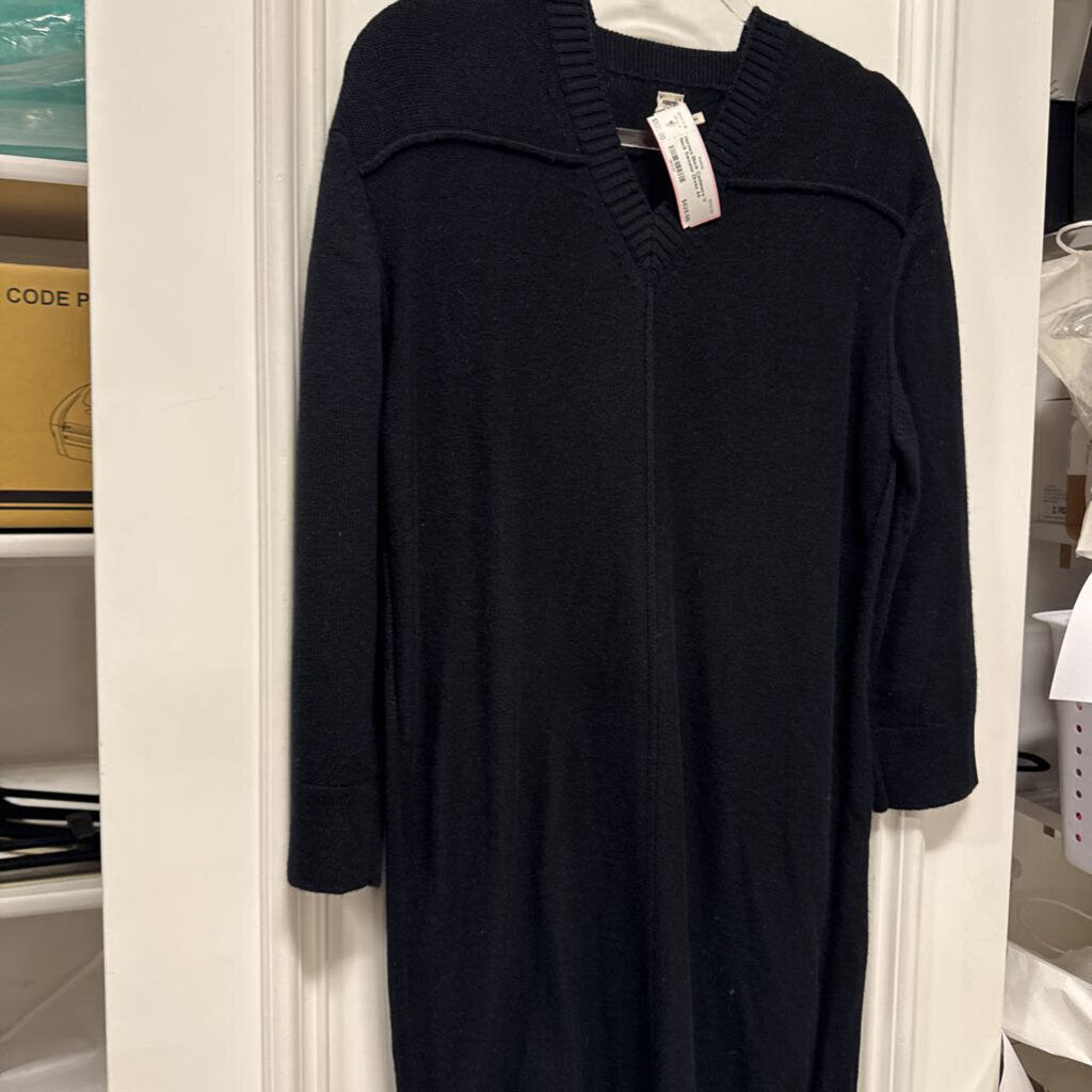 Black Cashmere V Neck Sweater Dress