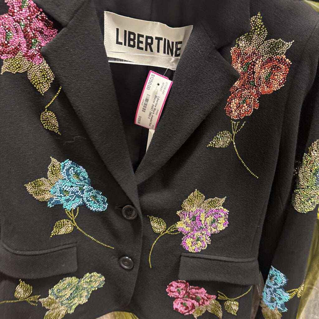 Black Jeweled Wool Blazer (NWT 3950)
