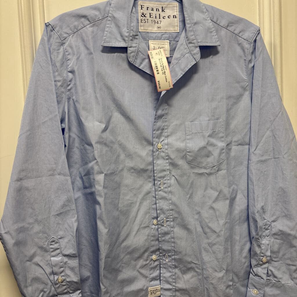 Blue Cotton Button Up Top
