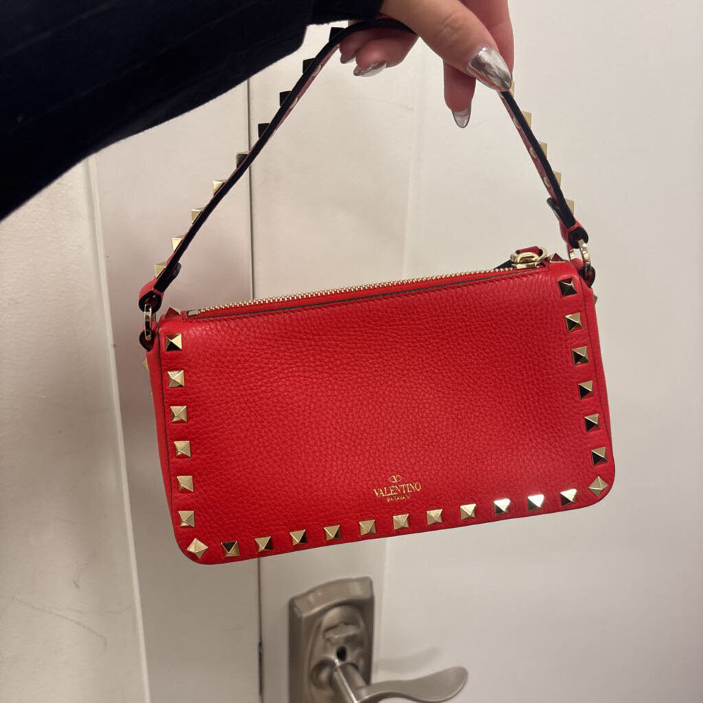 Red Rockstud Shoulder Bag