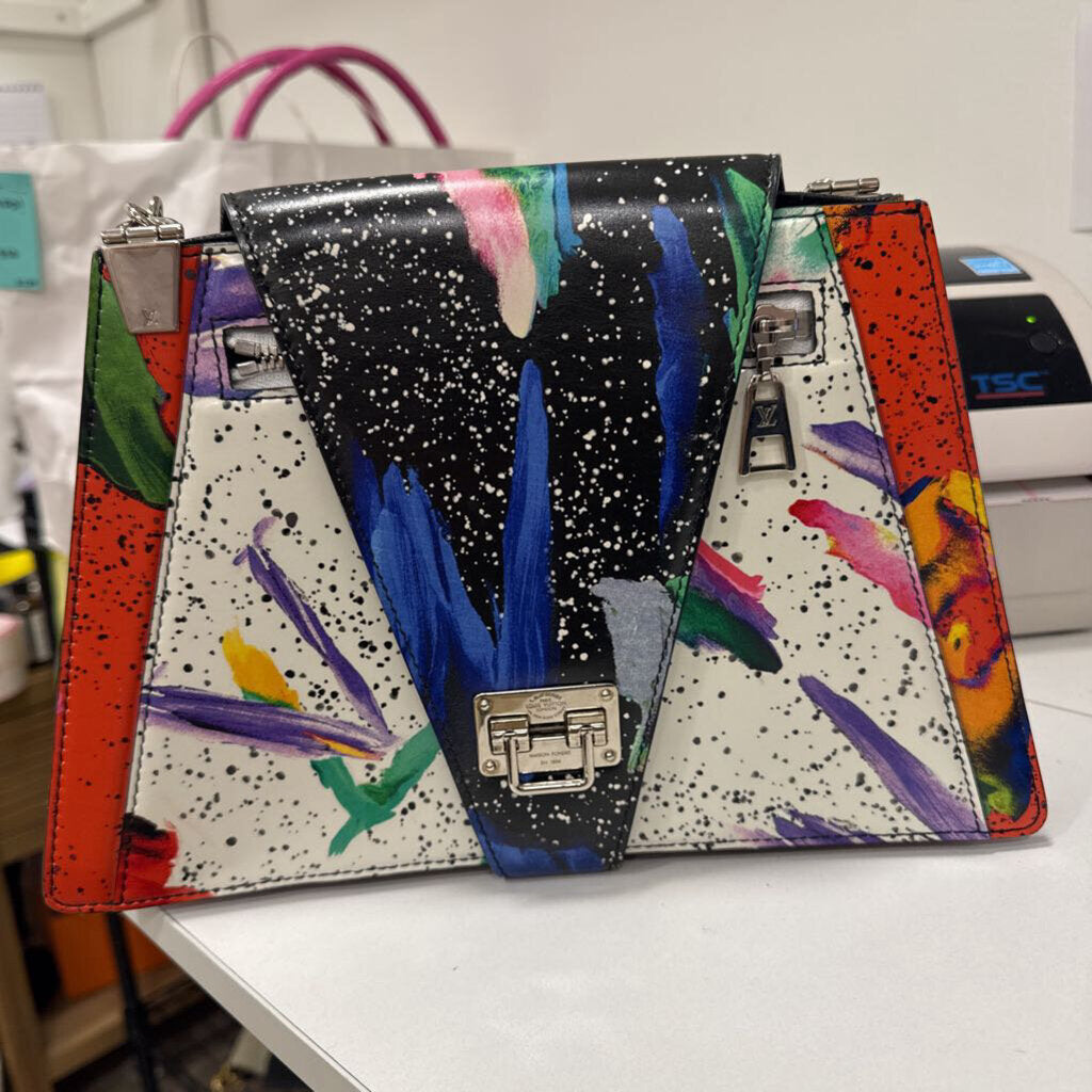 2019 Multicolor Splash Print Leather Trapeze Bag (Rare)