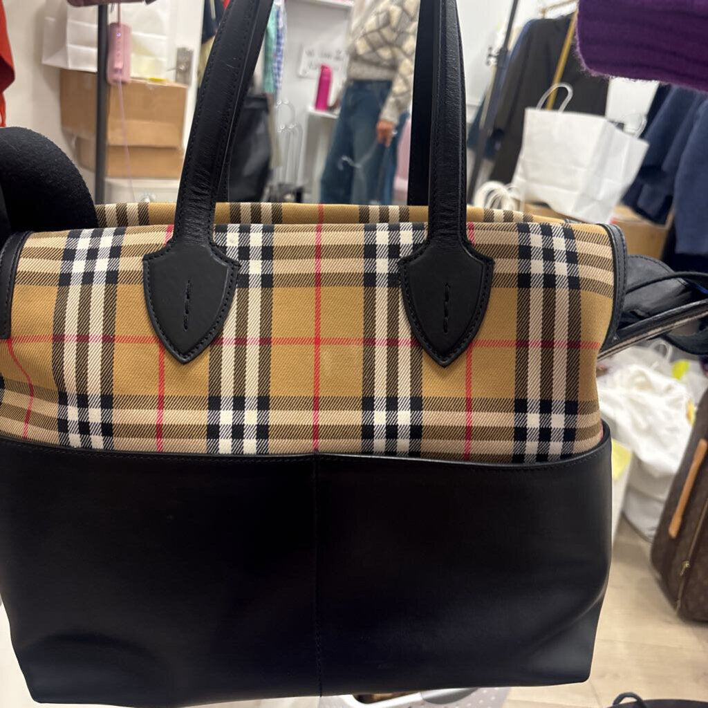 Black Check Shoulder Diaper Bag