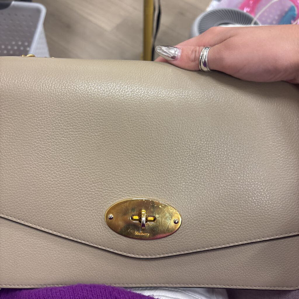 Grey Leather Chain Bag