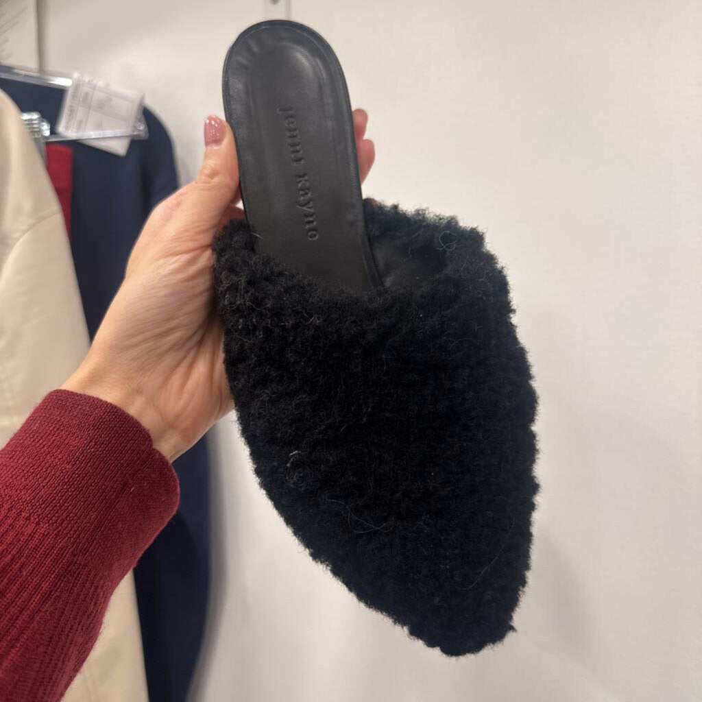 Jenni Kayne Black Shearling Slides