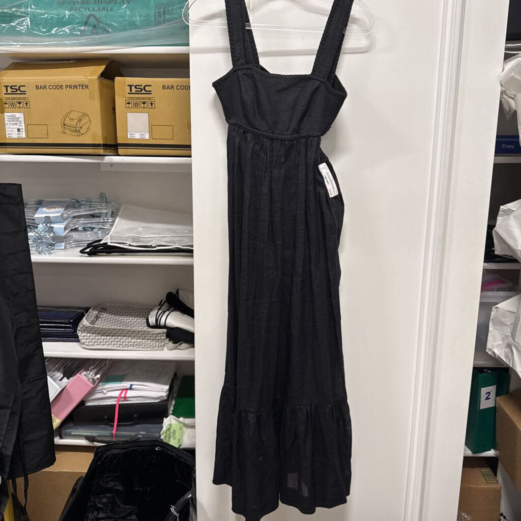 Black Ramie Open Back Maxi Dress (R.795)