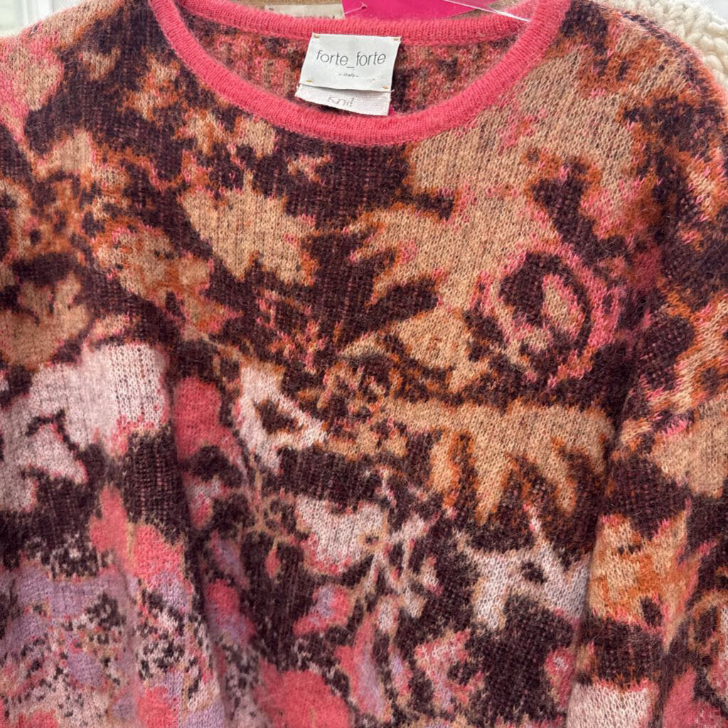 Burgundy Printed Alpaca Blend Sweater