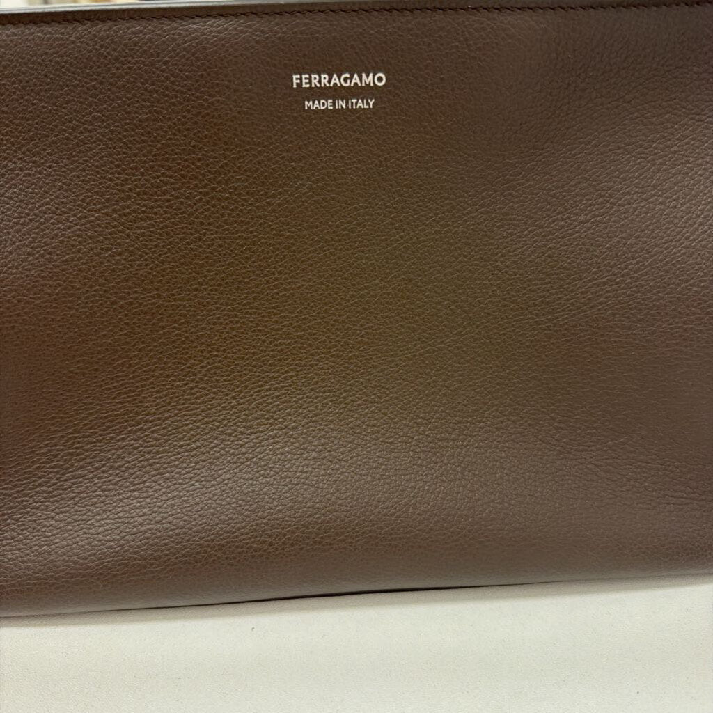 Grey Leather Clutch