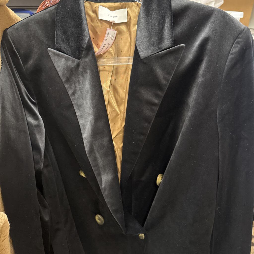 Black Poly Velvet Blazer