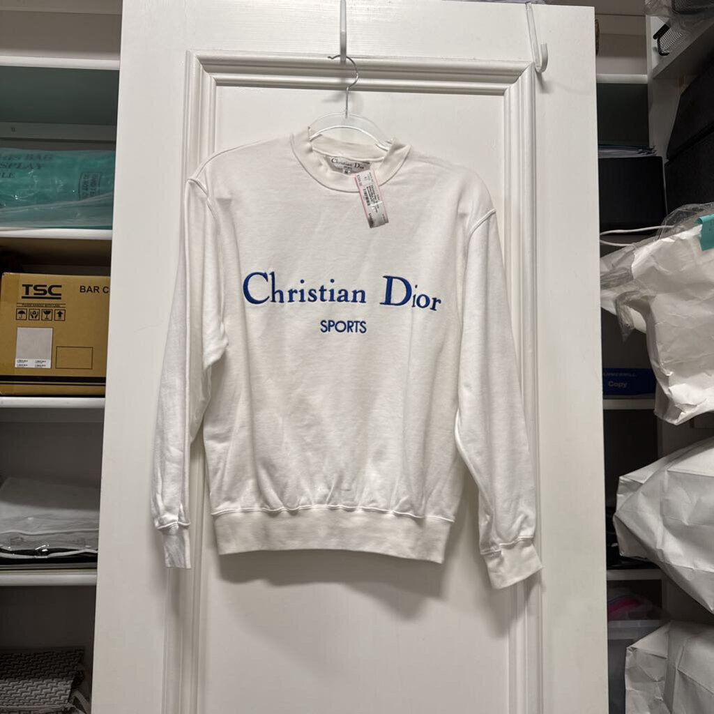 White/Blue Cotton Logo Sweatshirt