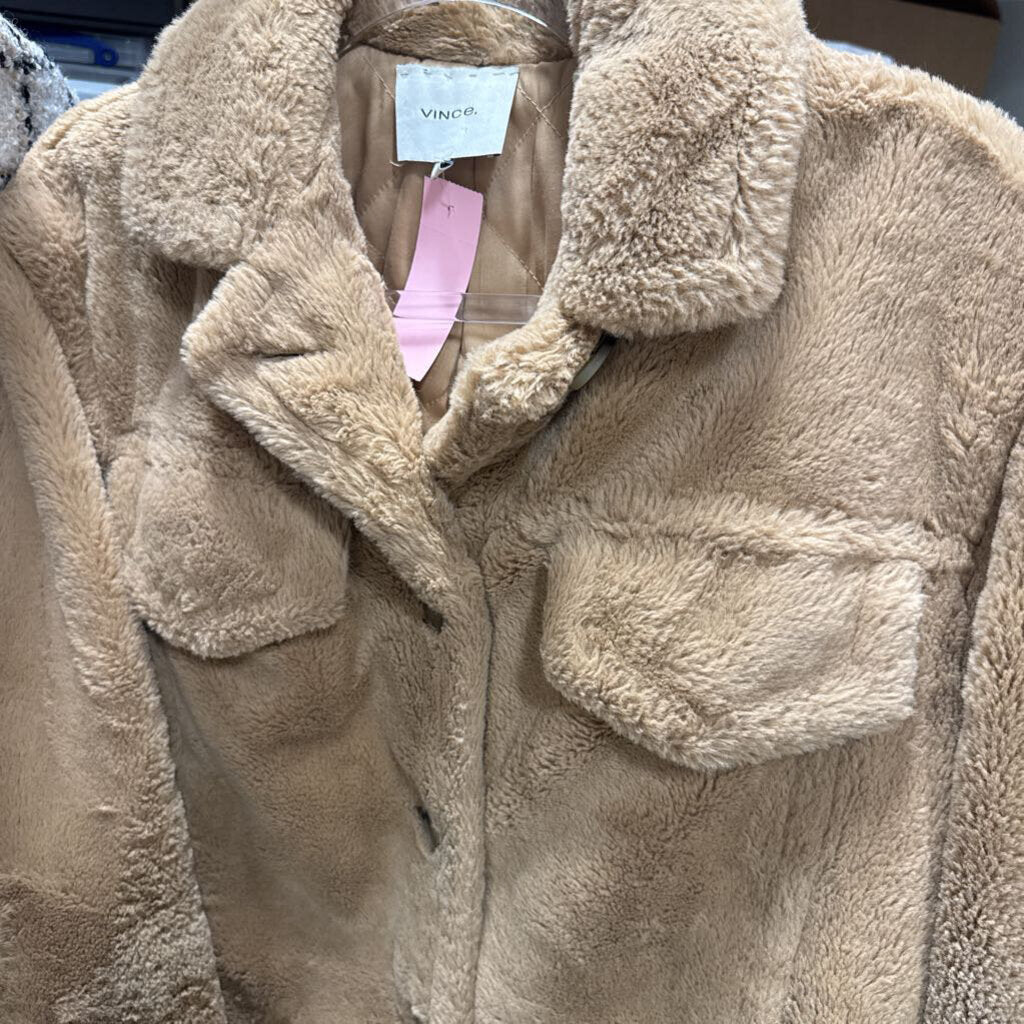 Camel Poly Faux Fur Jacket