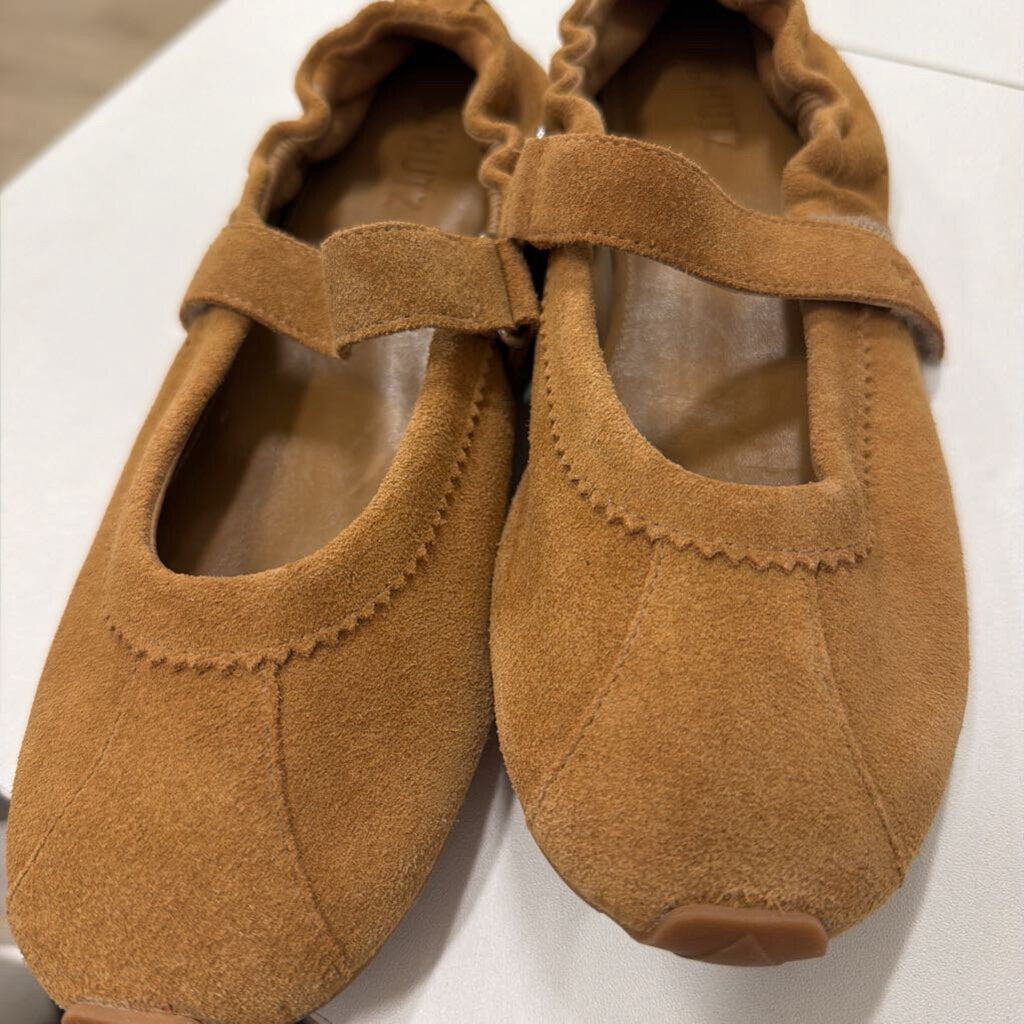 Brown Suede Flat MaryJanes, 8.5