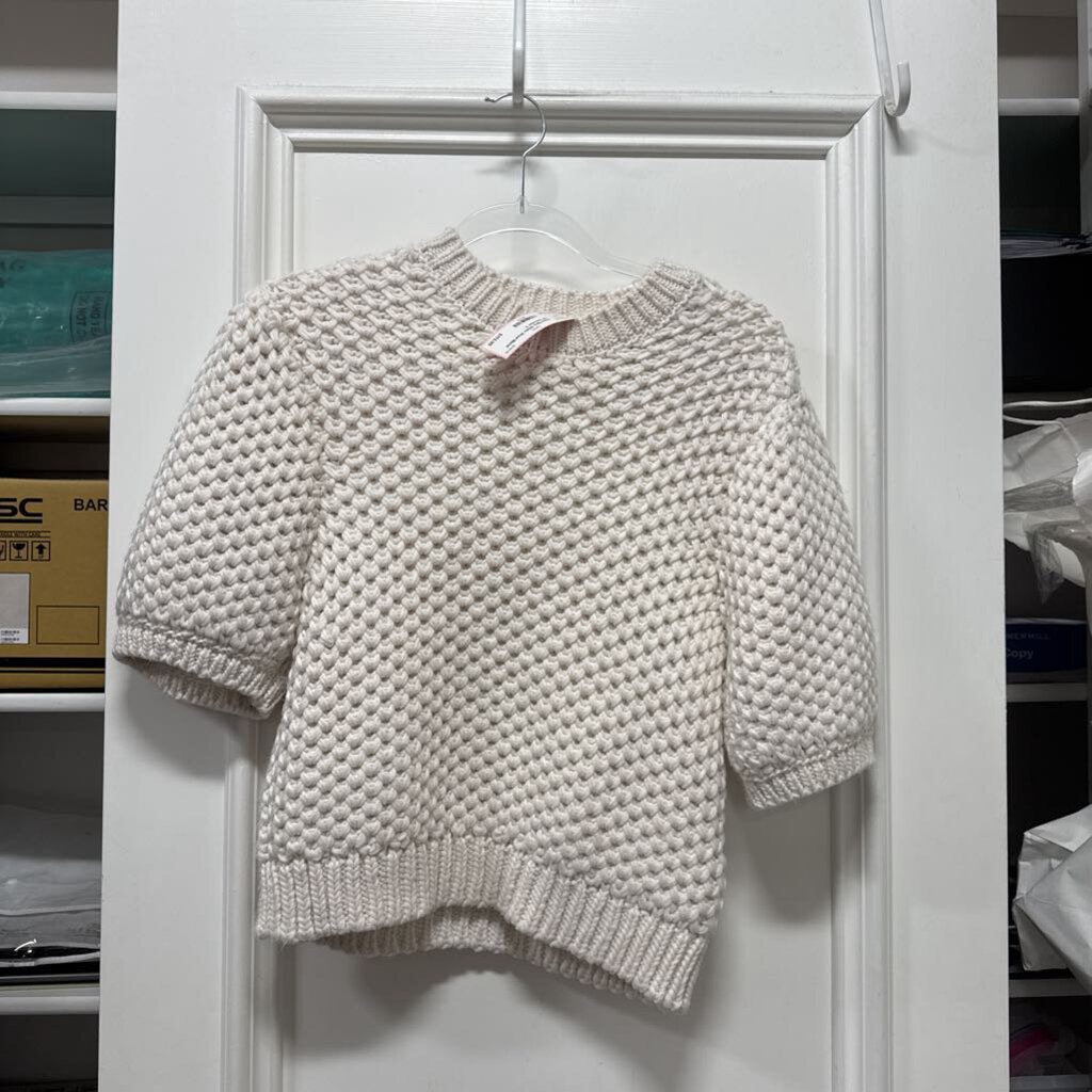 White Wool Blend SS Sweater