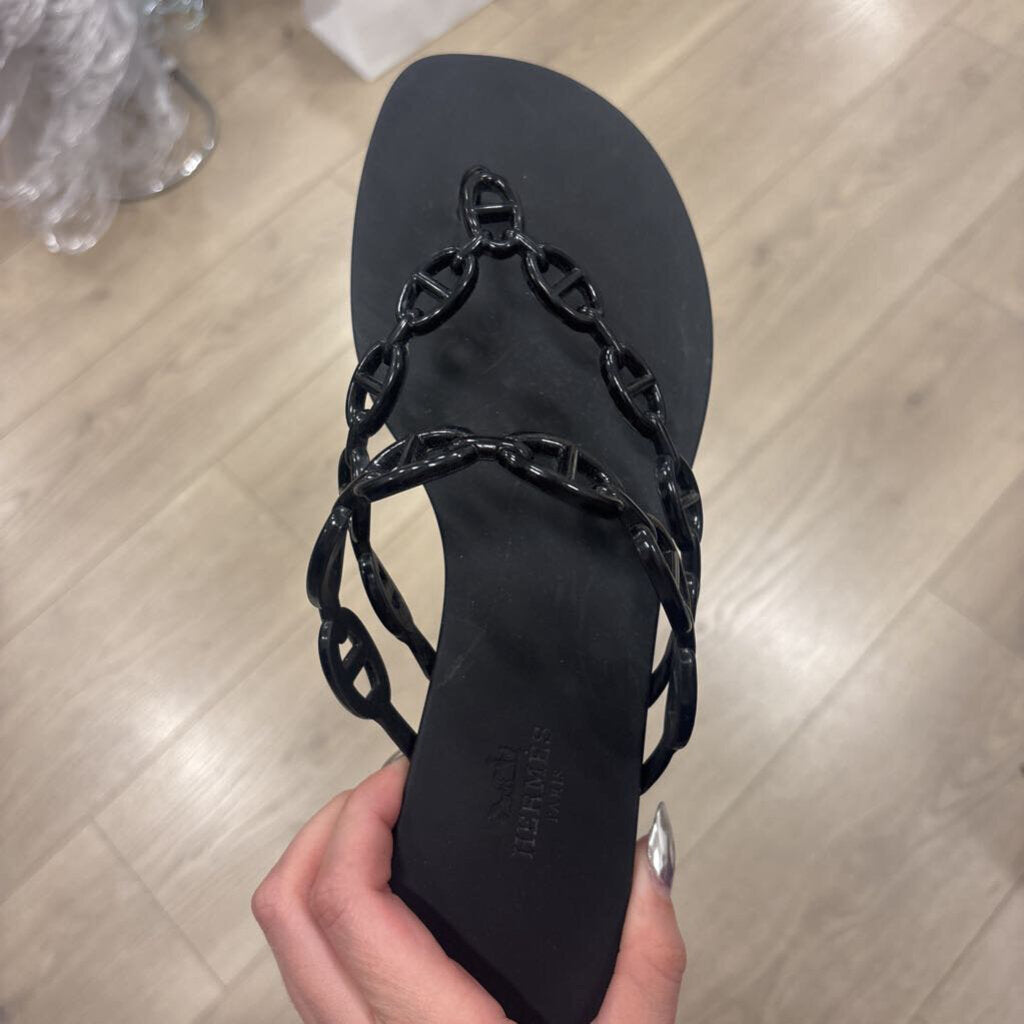 Black Rubber Chain Link Sandal (1300)