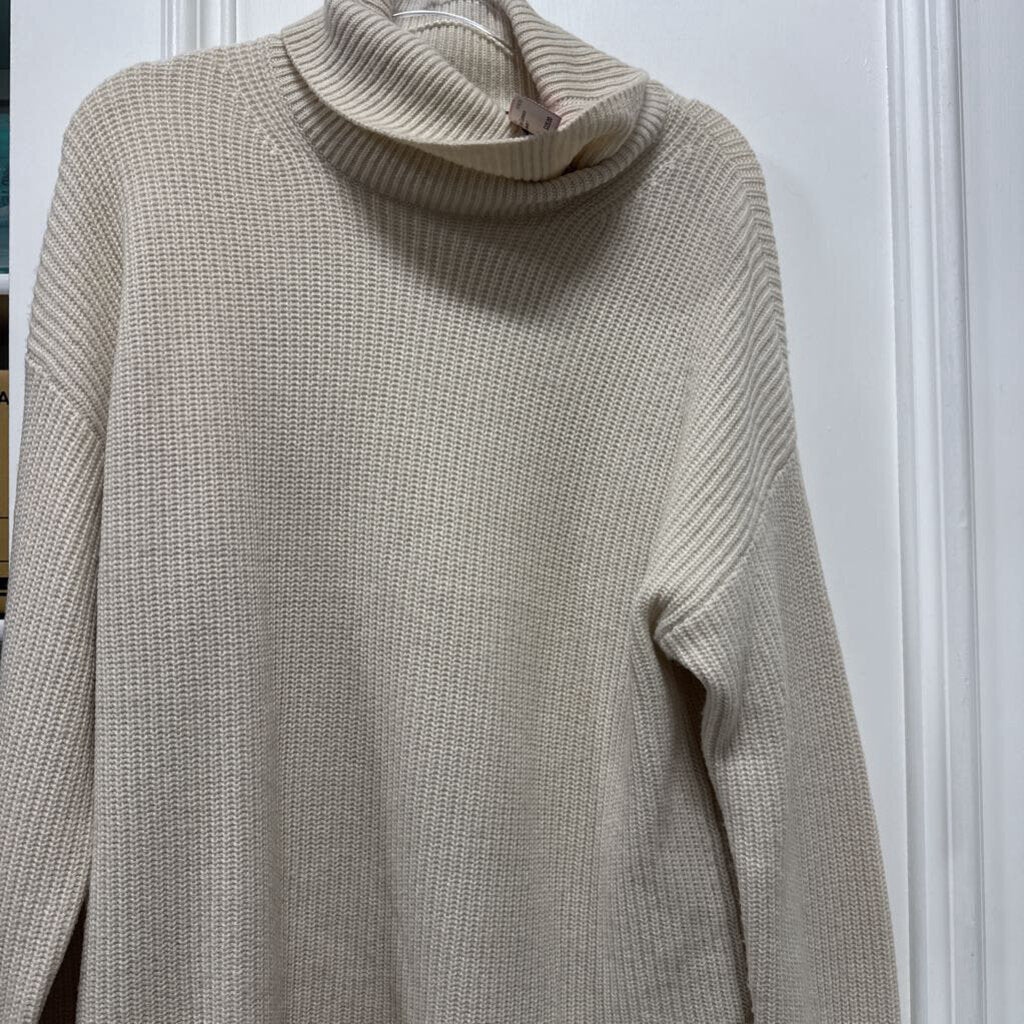 Cream Cashmere Turtleneck Sweater