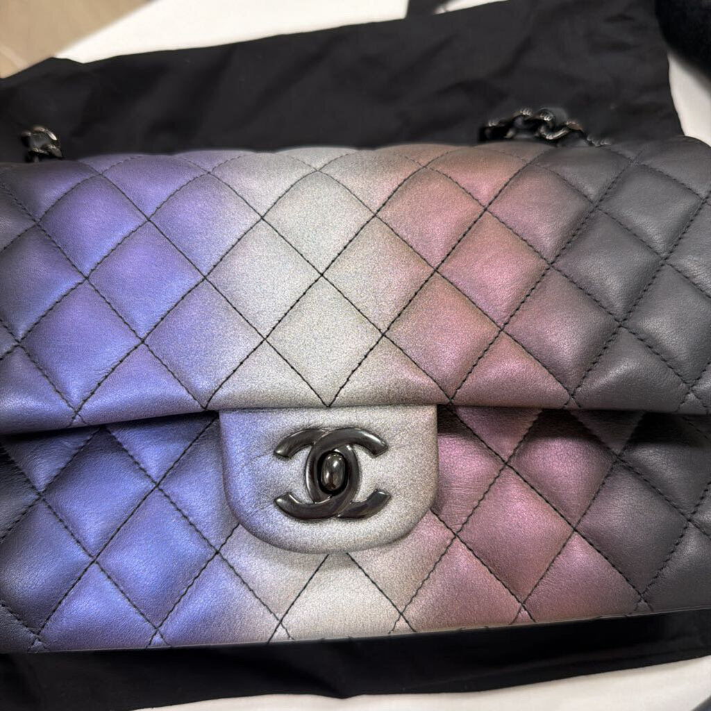 2021 Multi Color Iridescent Medium Double Flap Bag