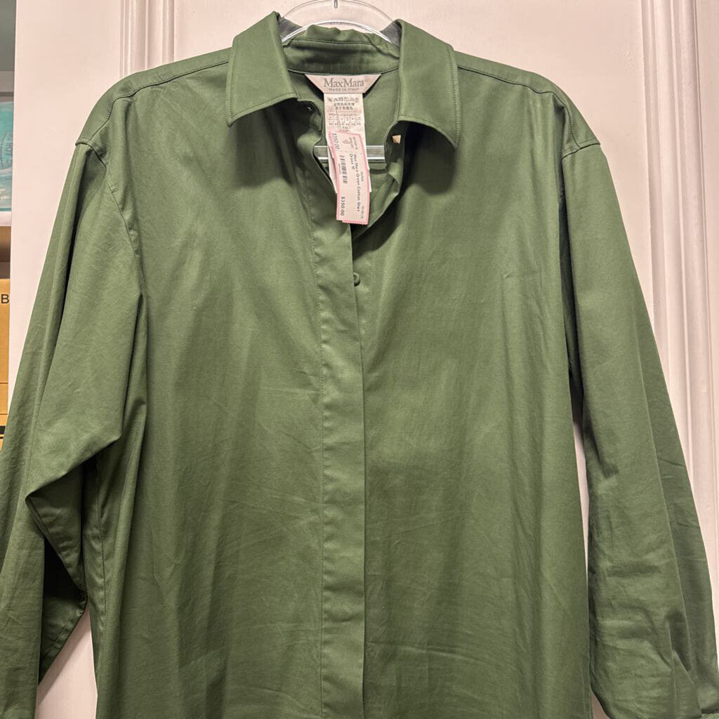 Green Cotton Shirt Dress