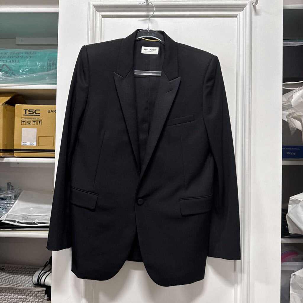 2019 Black Wool One Button Blazer
