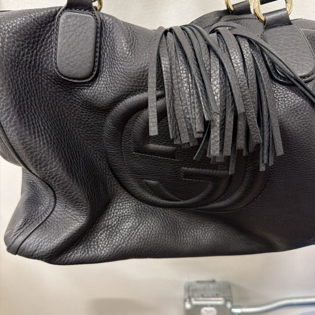 Black Leather Soho Working Tote