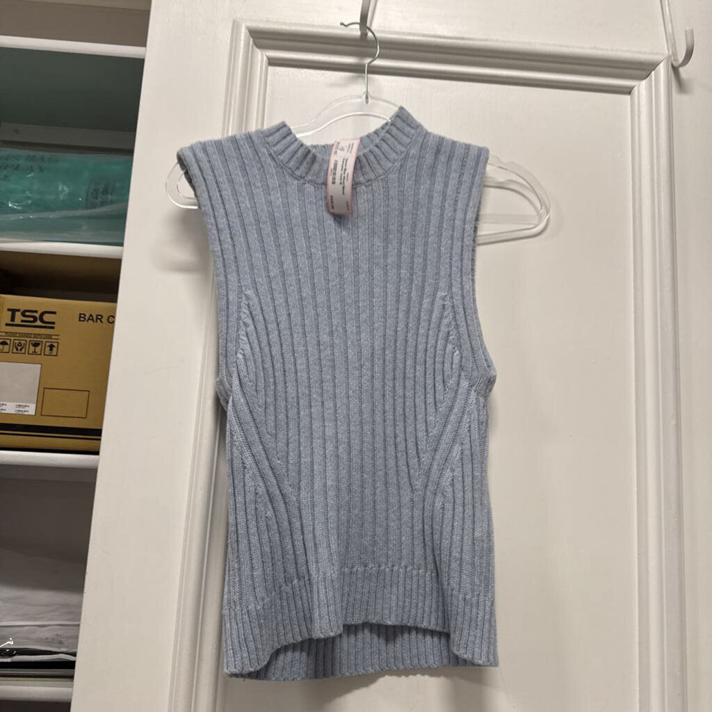 Blue Wool Blend Sweater Vest