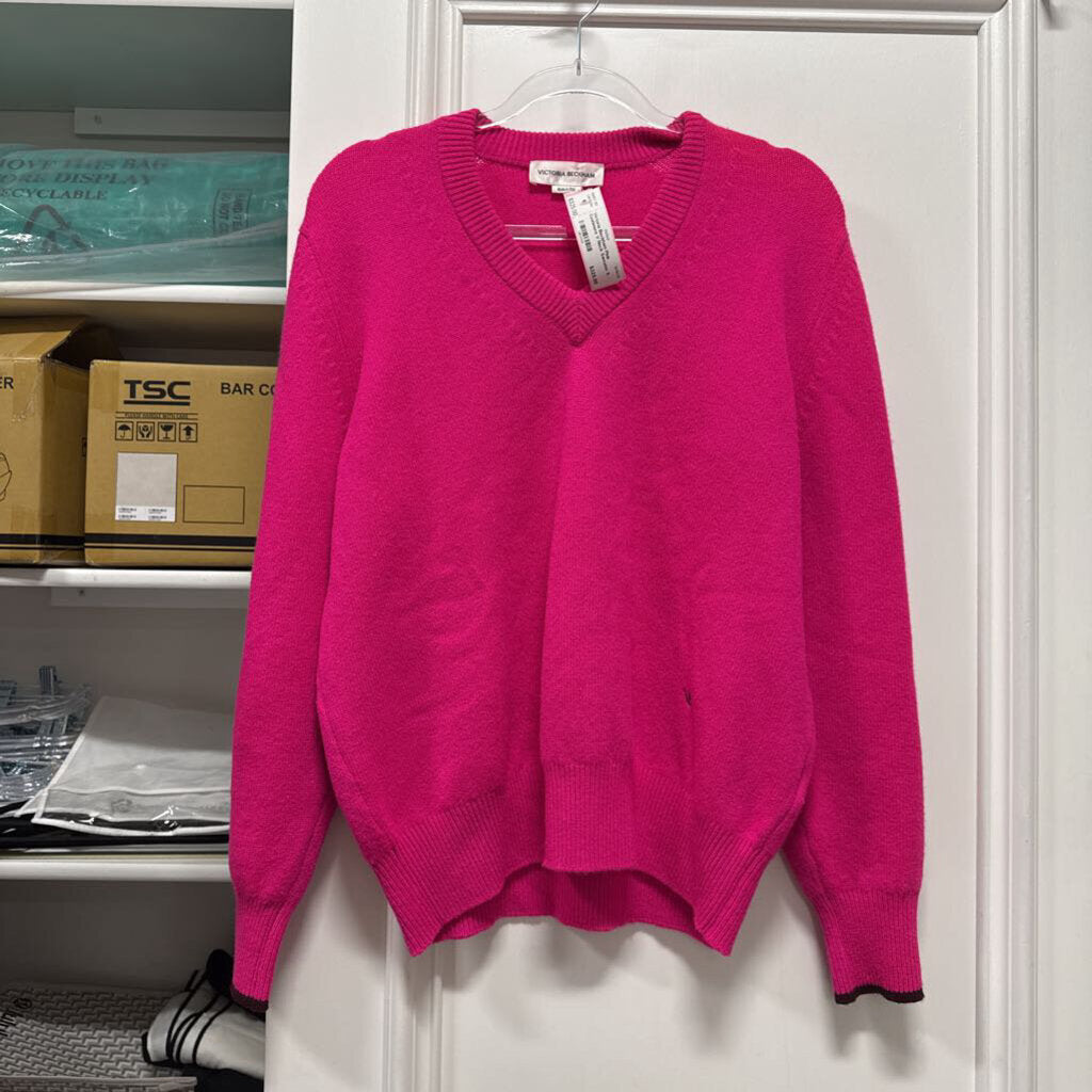 Pink Cashmere V Neck Sweater