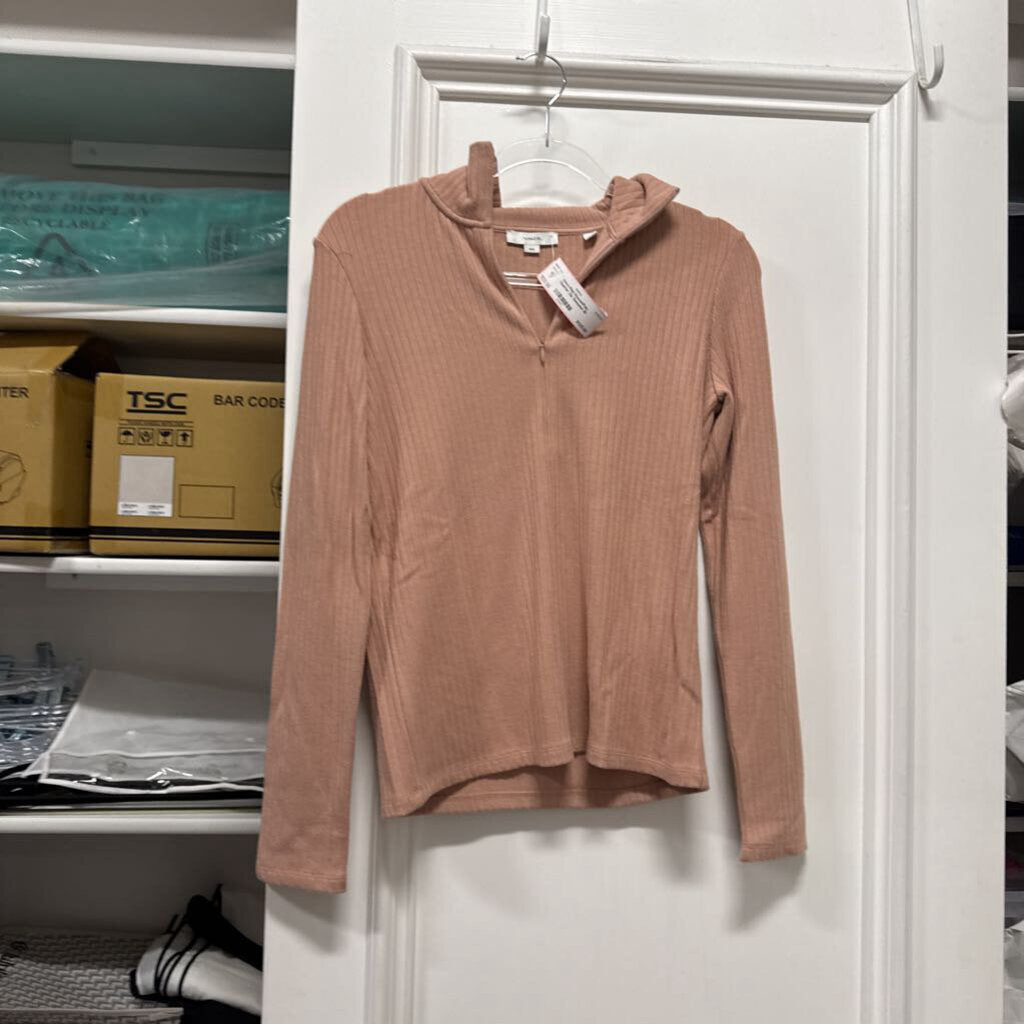 Pink Rayon/Poly Quarter Zip Sweater