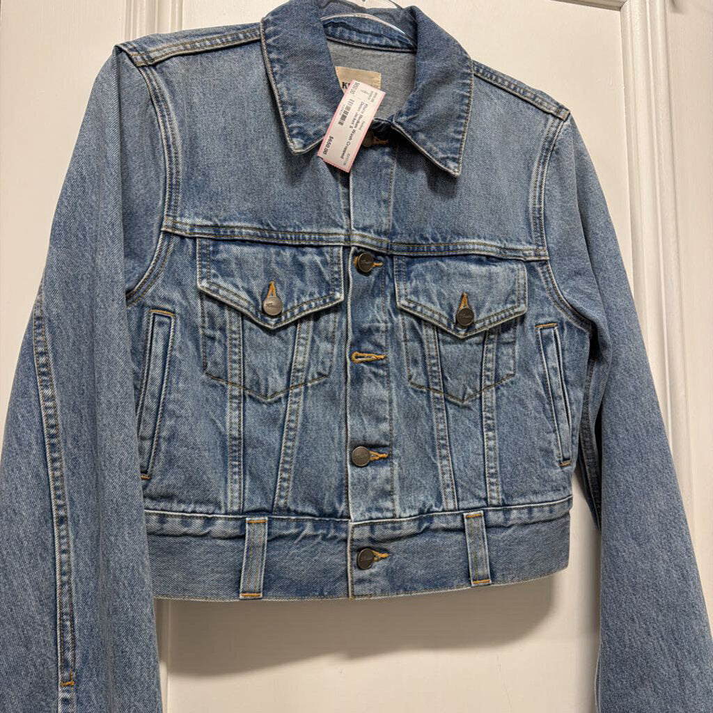 Medium Wash Cropped Denim Jacket