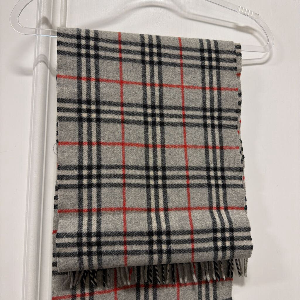 Grey/Black Wool Check Scarf