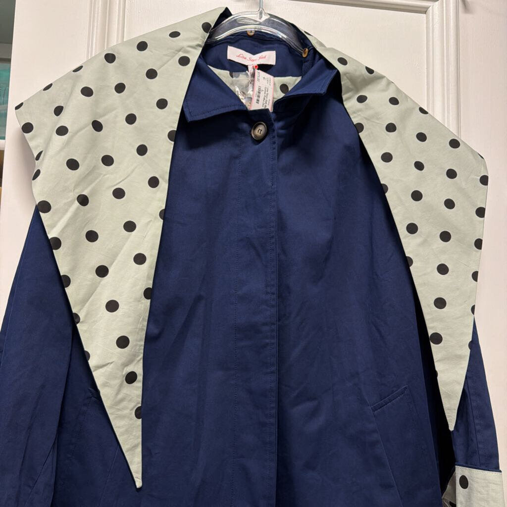 Blue/Black Cotton Polka Dot Trench (NWT 250)