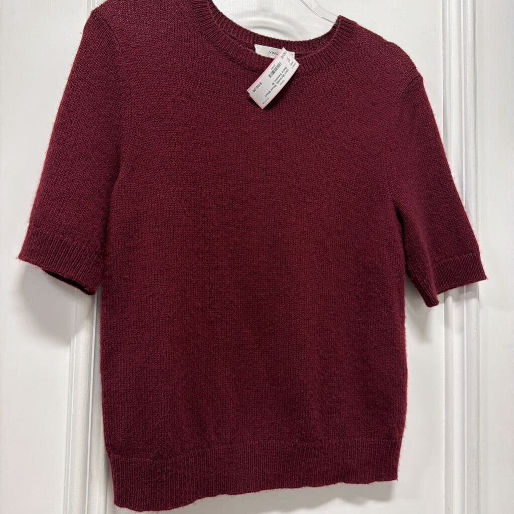 Burgundy Wool Short Sleeve Sweater
