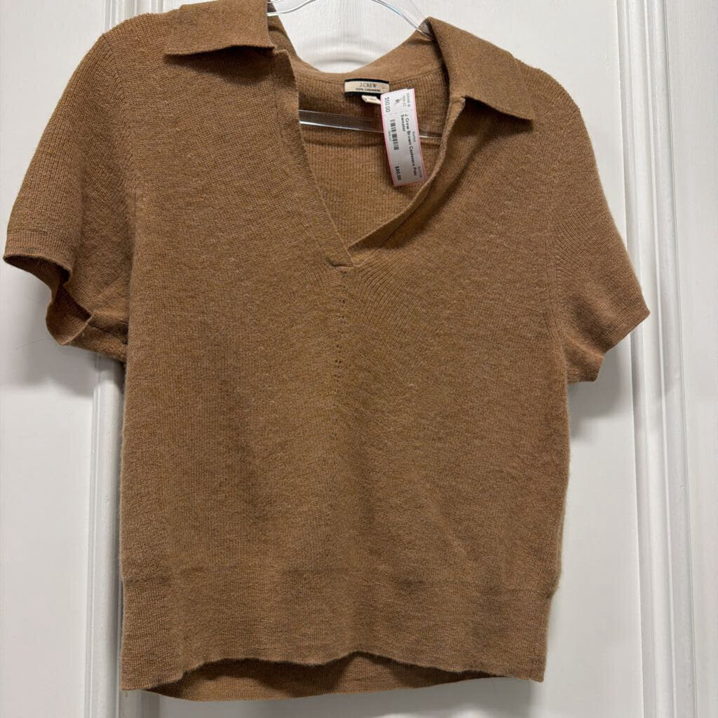 Brown Cashmere Polo Sweater