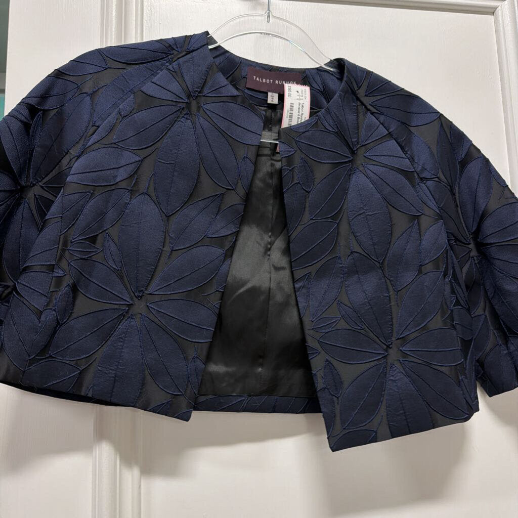 Navy Floral Jacquard Bolero Jacket