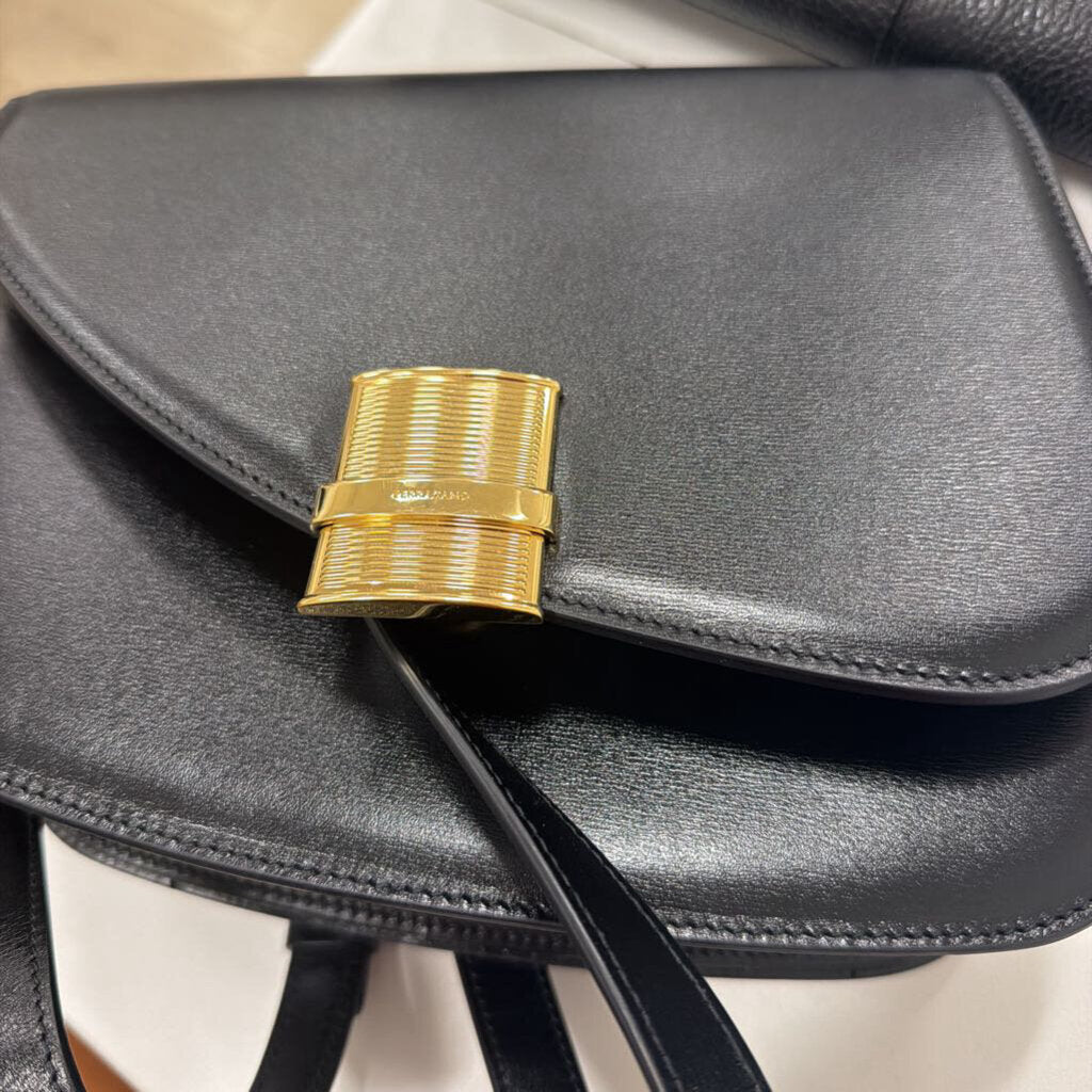 Black Leather Fiamma Crossbody