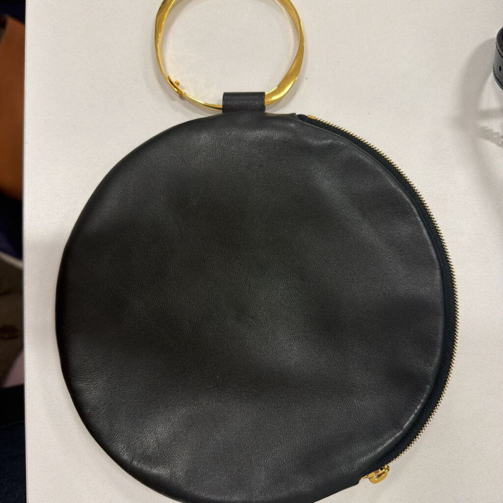 Black Leather Circle Clutch (retail 1460)