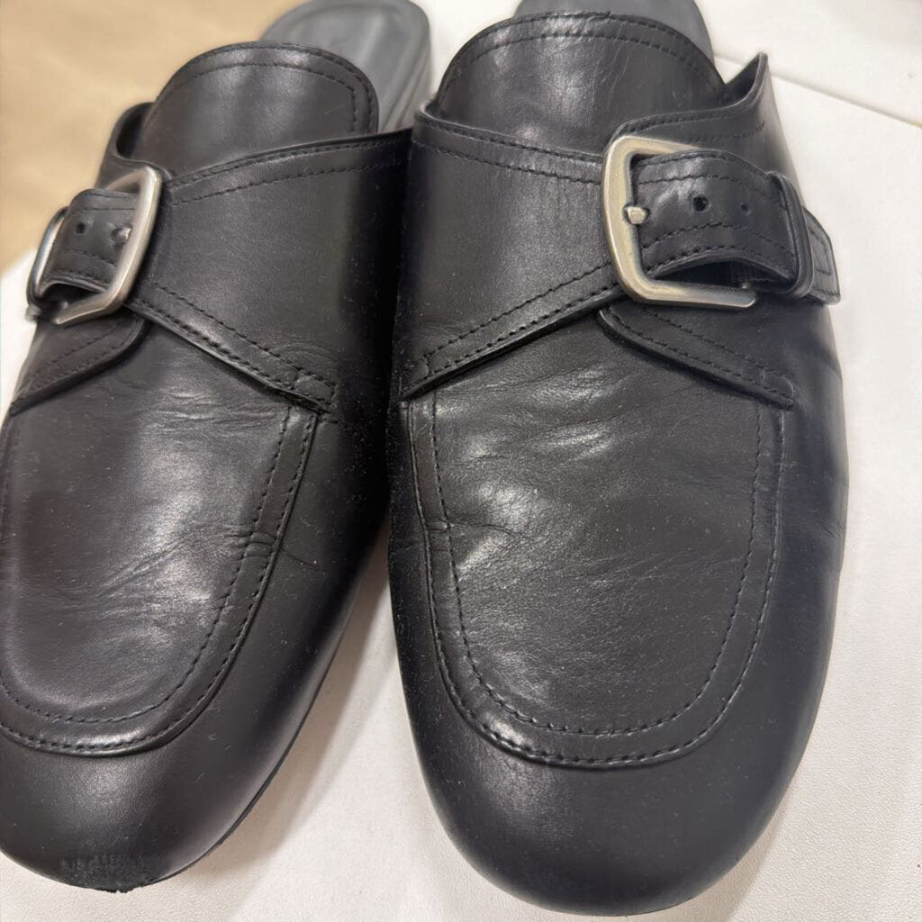 Black Leather Mules, 38.5