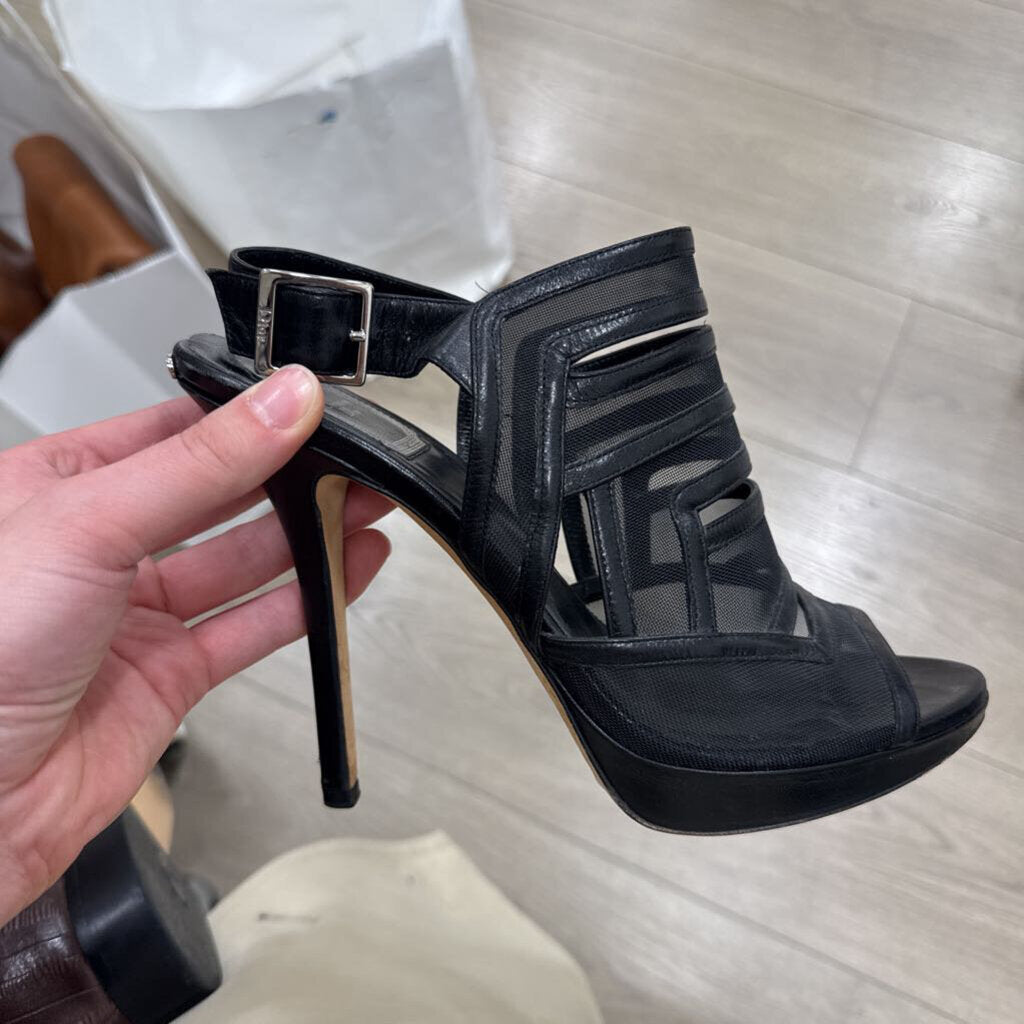Black Mesh Caged Sandal
