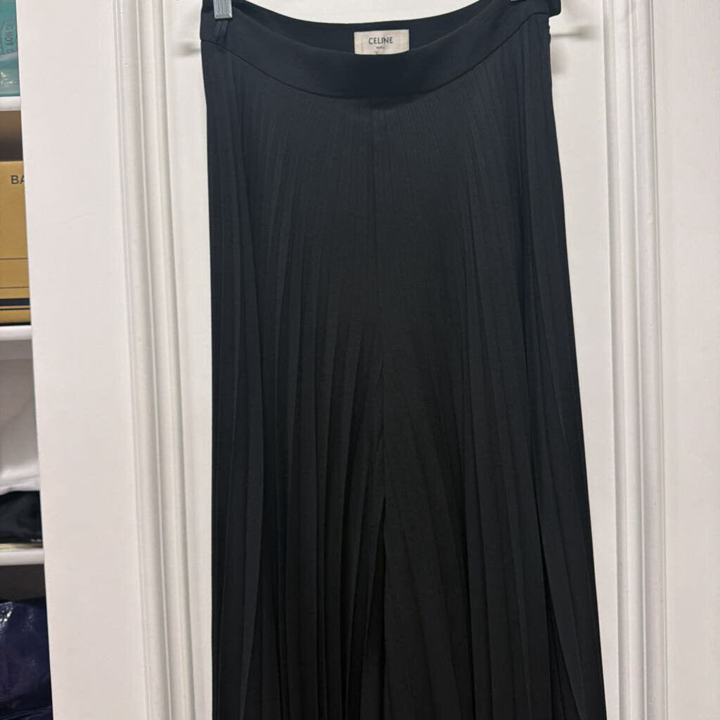 Black Acetate/Viscose Pleated Pants
